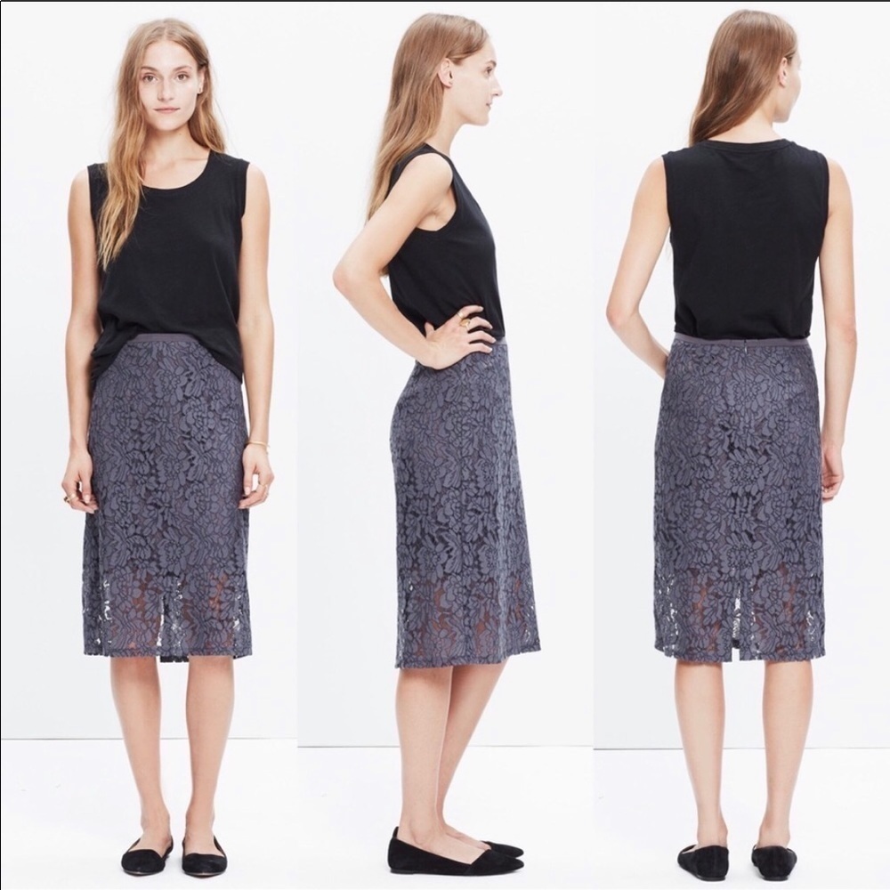 Madewell Gray Lace Pencil Skirt Size 2